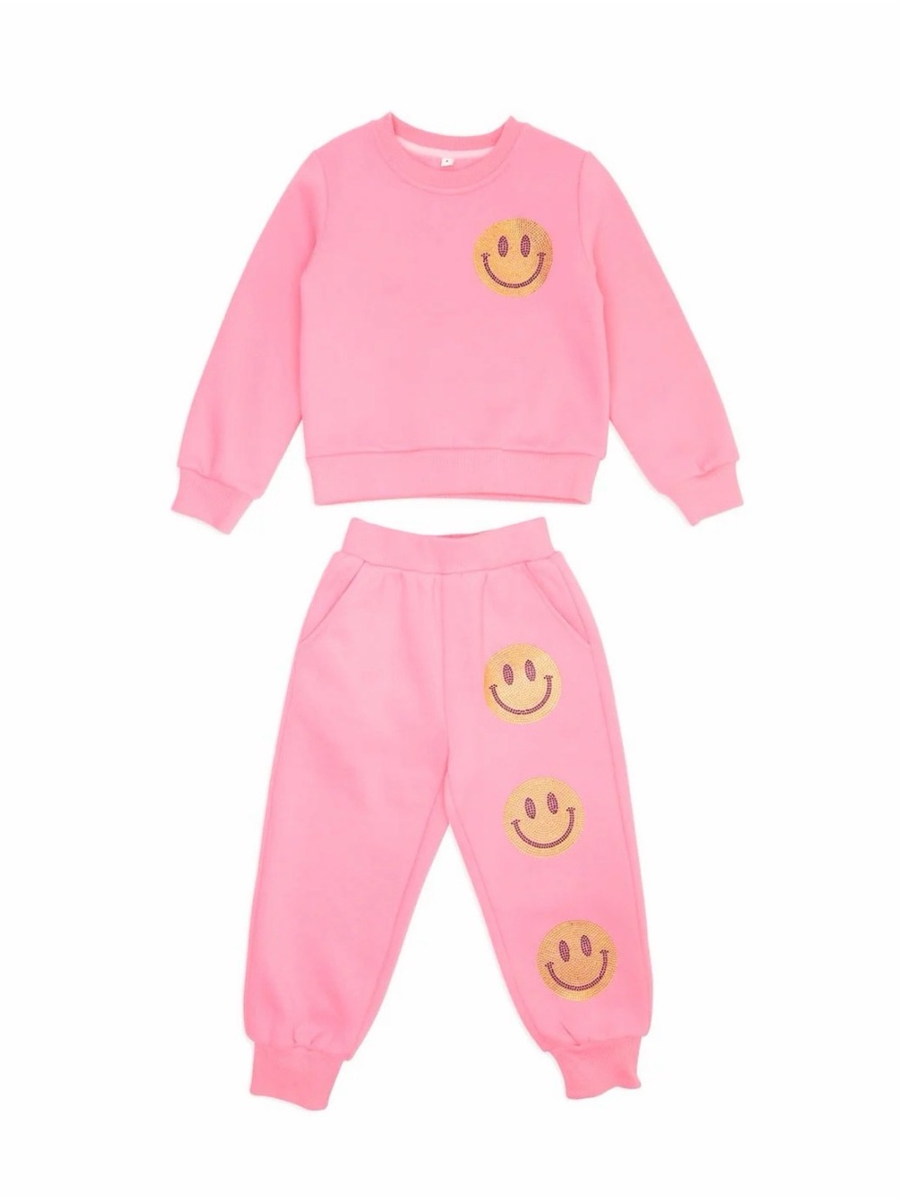 Mini Dreamers Pink Smiley Face Sweatshirt & Jogger Set - size 6t
